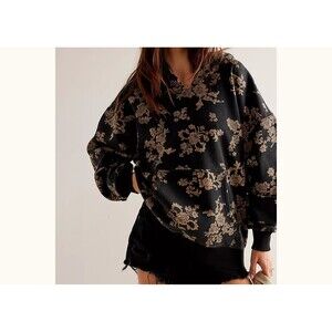 Free People We The Free It's A Vibe Floral Printed Hoodie Top Oversized S 286432